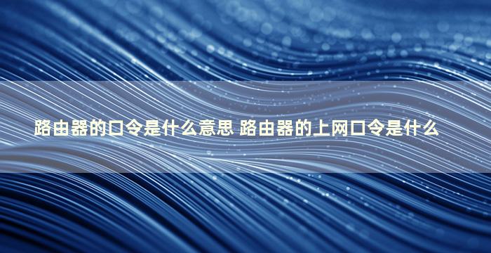 路由器的口令是什么意思 路由器的上网口令是什么